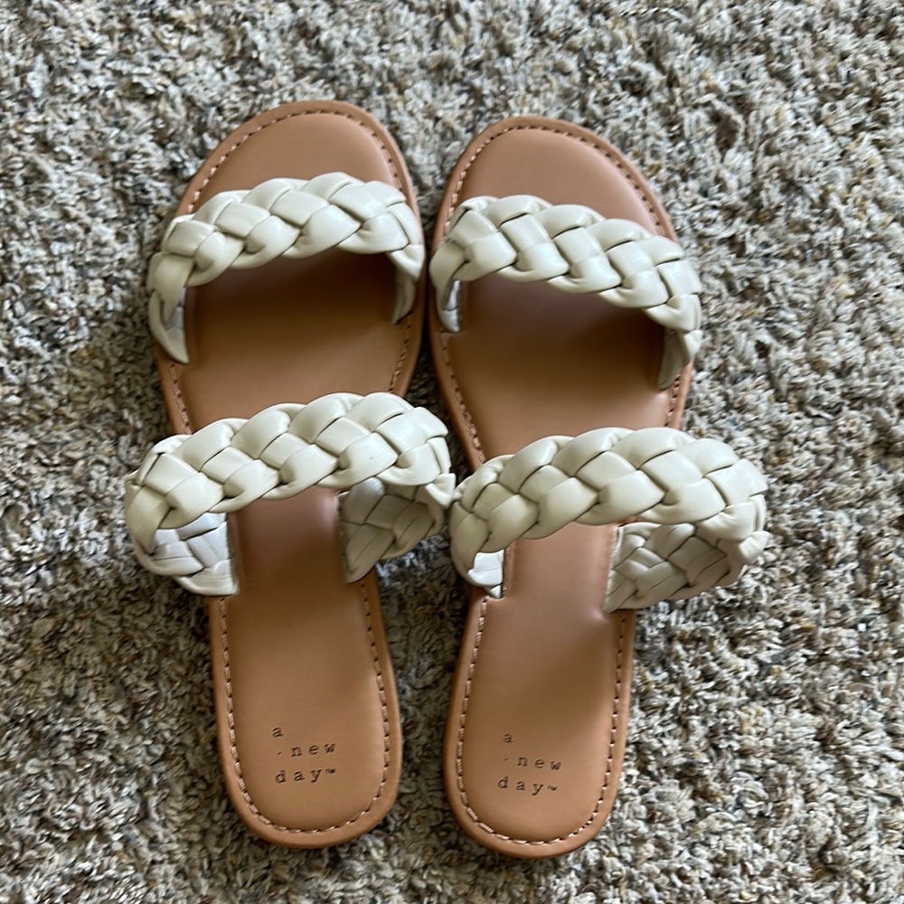 A New Day Cream Braided Sandals Slip-On